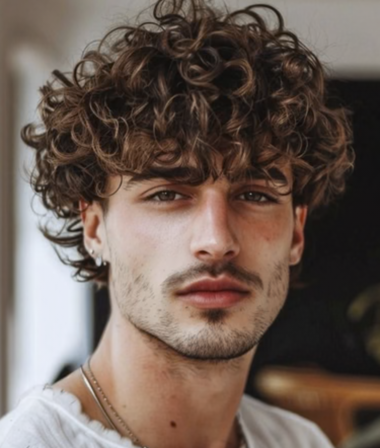 Layered curls men's hairstyle