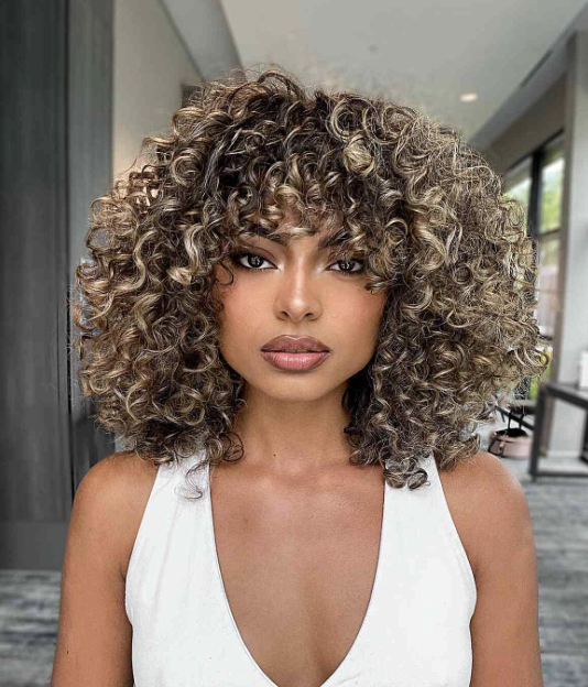 Curly bob with layers hairstyle for women